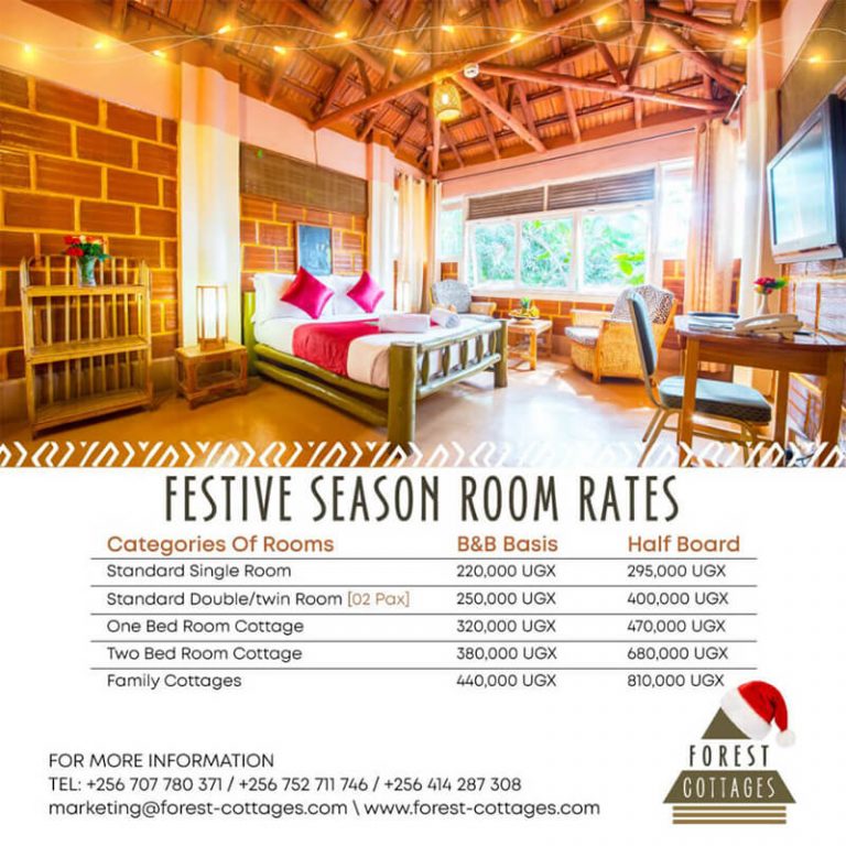 Forest cottages Festive season room rates