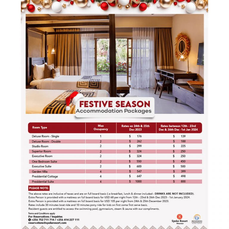 Speke Resort Munyonyo festive season accommodation packages